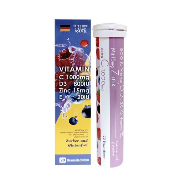 德國維他命C+D+E+鋅發泡錠(野莓口味)